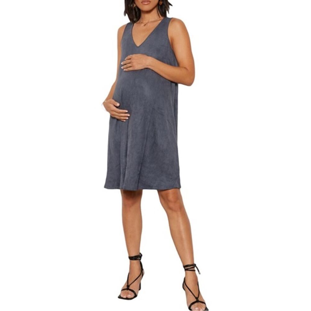 Tart Collections Zandra Faux Suede Sleeveless V-Neck Maternity Dress